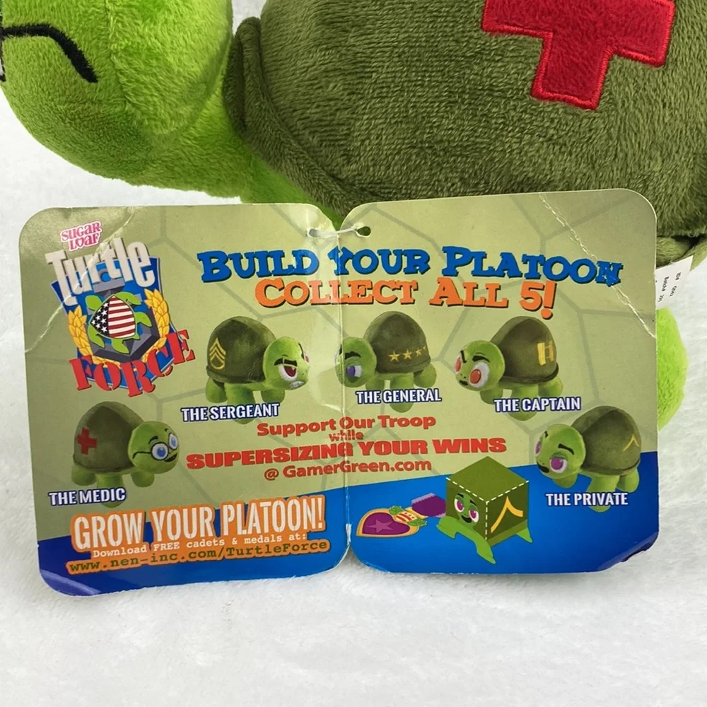 Kellytoy Sugar Loaf Green Turtle Force Plush Toy Medic 10” NWT